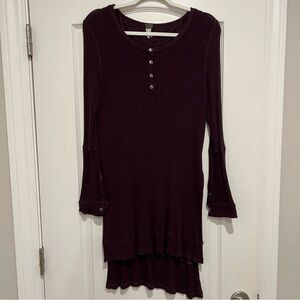 We The Free Henley Tunic Top in Eggplant/Purple Color